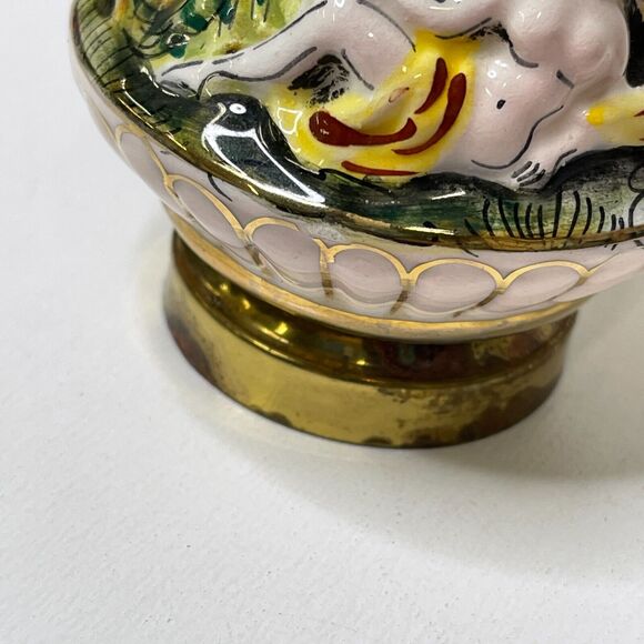 Vintage Salt Shaker And Pepper Grinder Set Porcelain and Brass Made In Italy - Picture 12 of 16